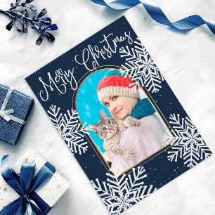 Snowflake Frame Christmas Family Photo Card