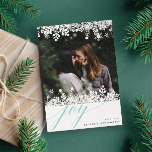 Snowflake Frame Holiday Photo Card   Ice