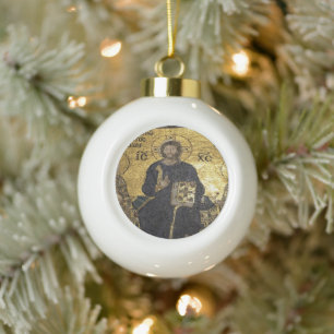 Snowflake Frame Ornament Jesus Mosaic