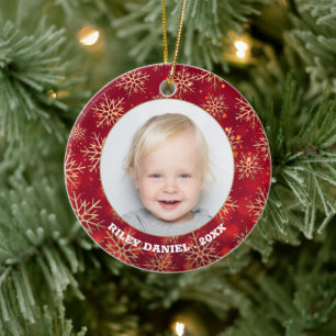 Snowflake Frame Photo Ceramic Tree Decoration