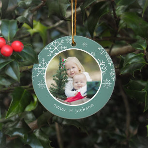 Snowflake Frame Photo Ceramic Tree Decoration