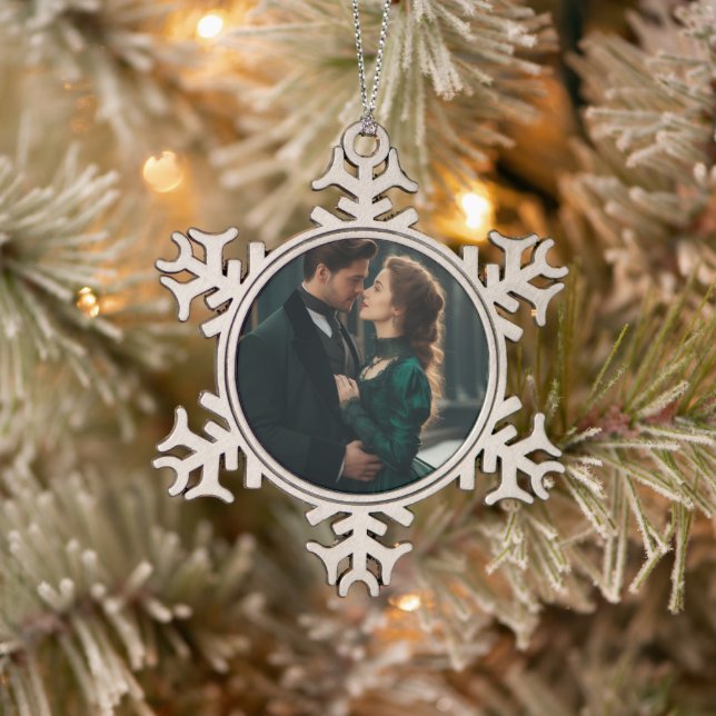 Snowflake Framed Ornament with Custom Photo Keepsa (Tree)