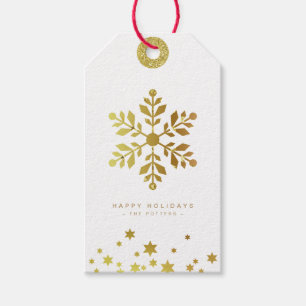 Snowflake Fun Christmas White & Gold Mini Gift Tags