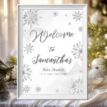 Snowflake Gender Neutral Baby Shower Welcome Sign<br><div class="desc">Adorable calligraphy with snowflakes,  winter-themed baby shower welcome sign Easy to personalised with your details. Check the collection to find matching items as enclosure cards.</div>