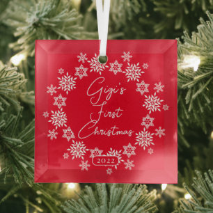 Snowflake Gigi's First Christmas Glass Tree Decoration