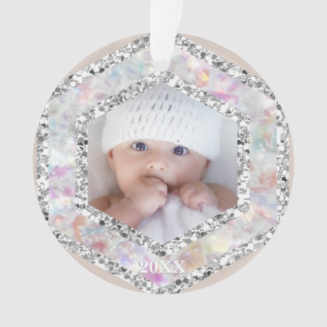 *~* Snowflake Glitter Christmas PHOTO Girl  AP44 2 Ornament (Front)