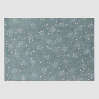 Snowflake Gold Star Teal Blue Decoupage Christmas  Tissue Paper