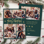 Snowflake Green and Gold 5 Photo Collage Christmas Holiday Card<br><div class="desc">Modern Simple Elegant Calligraphy Green and Gold Snowflakes 5 Photo Collage Merry Christmas Script Holiday Card. This festive, minimalist, whimsical five (5) photo holiday greeting card template features a pretty grid photo collage, some snowflake and says „Merry Christmas”! The „Merry Christmas” greeting text is written in a beautiful hand lettered...</div>