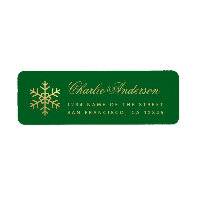 Snowflake Green Faux Gold Elegant Script Holidays  (Front)