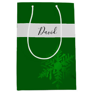 Snowflake Green Personalised Gift Bag