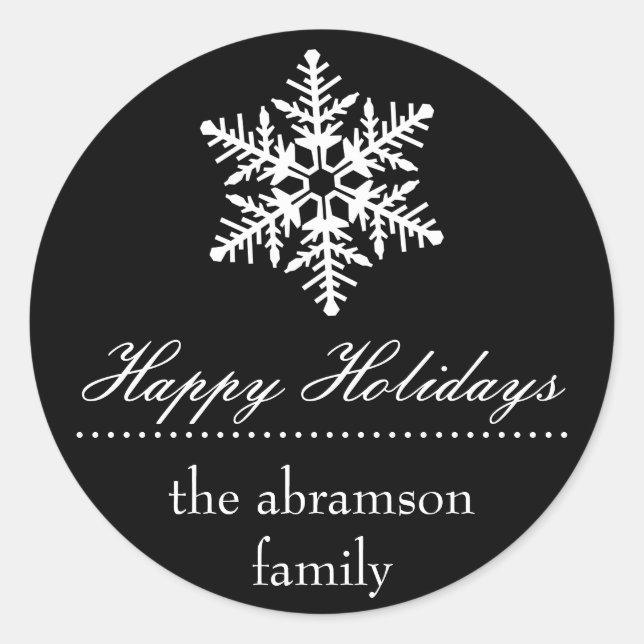 Snowflake Happy Holidays Stickers (Black) (Front)