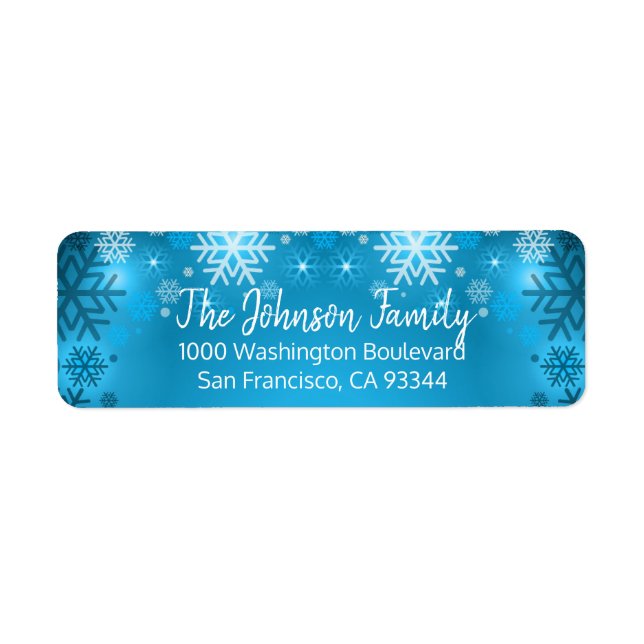 SNOWFLAKE Holiday Christmas Blue Return Address (Front)