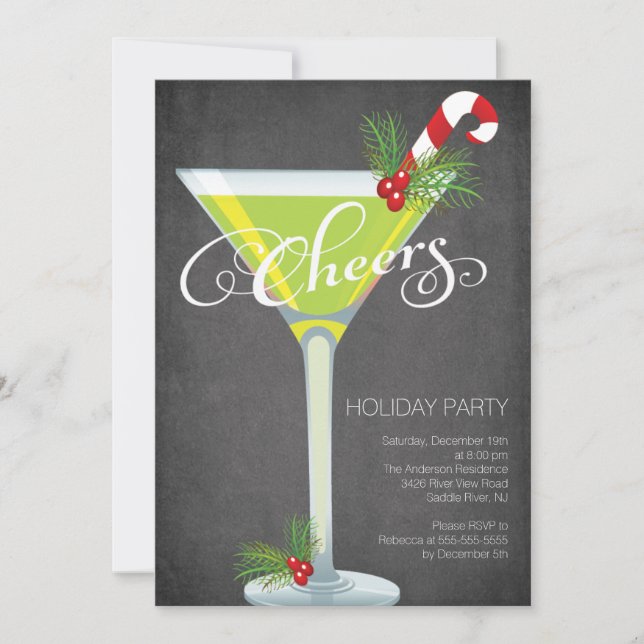 Snowflake Holiday Cocktail Party Invitation (Front)