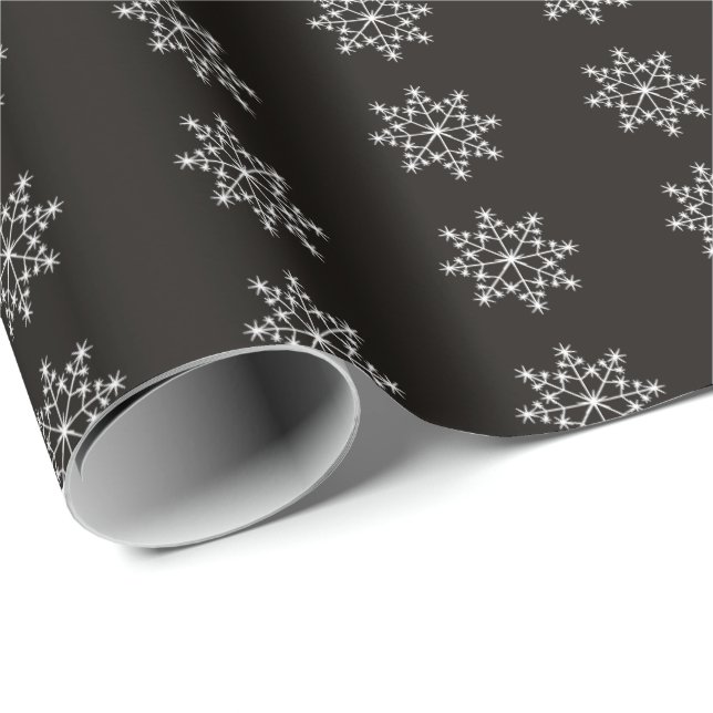 Snowflake Holiday Design Black White Christmas Wrapping Paper (Roll Corner)