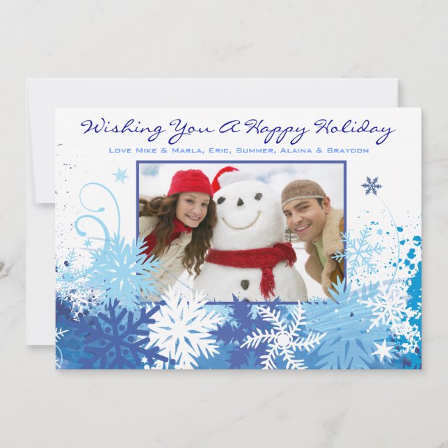 SNOWFLAKE Holiday Family Photo Greeting Card (Front)
