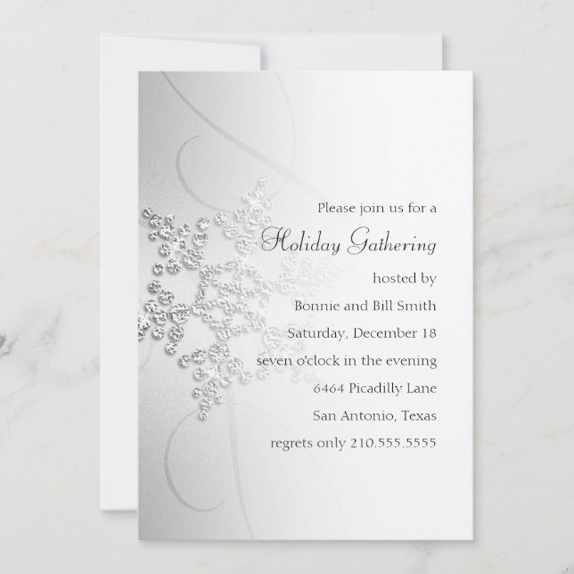 Snowflake Holiday Party Invitation (Front)