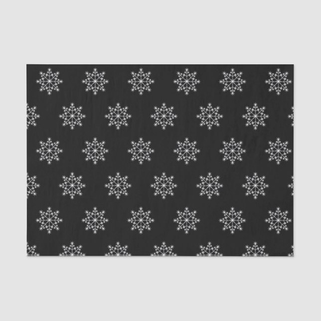 Snowflake Holiday Pattern Christmas Black White Tissue Paper (Front)