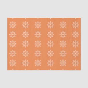 Snowflake Holiday Pattern Vibrant Orange Christmas Tissue Paper