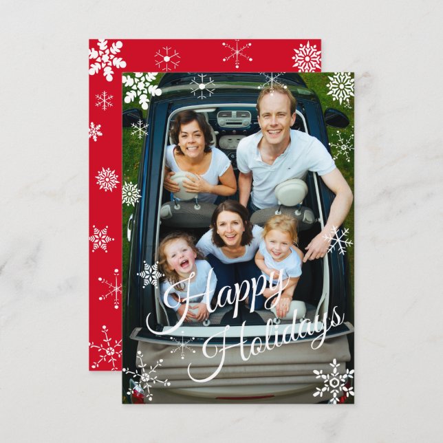 Snowflake Holiday Personalised Flat Greeting Card (Front/Back)