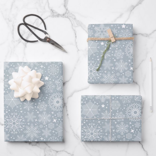Snowflake Holiday Wrapping Paper Sheets (Front)