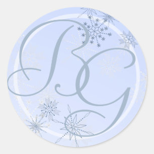 Snowflake Ice Blue Classic Round Sticker