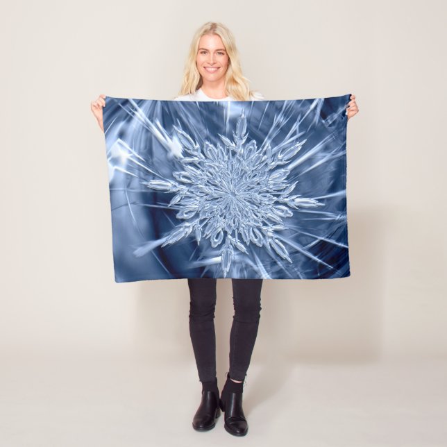 Snowflake Ice Crystal Fleece Blanket (In Situ)