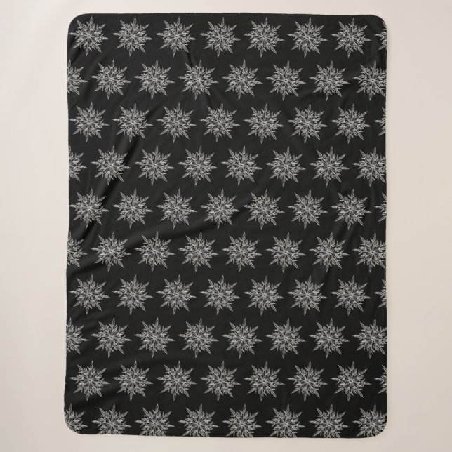 Snowflake Ice Crystal Holiday Winter Blanket (Front)