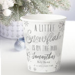 snowflake is on the way Baby Shower Paper Cups<br><div class="desc">Adorable calligraphy with snowflakes,  winter-themed baby shower invitations. Easy to personalise with your details. Check the collection to find matching items as enclosure cards.</div>