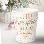 snowflake is on the way Baby Shower Paper Cups<br><div class="desc">Adorable calligraphy with snowflakes,  winter-themed baby shower invitations. Easy to personalise with your details. Check the collection to find matching items as enclosure cards.</div>