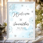 snowflake is on the way Baby Shower Welcome Sign<br><div class="desc">Adorable calligraphy with snowflakes,  winter-themed baby shower invitations. Easy to personalized with your details. Check the collection to find matching items as enclosure cards.</div>