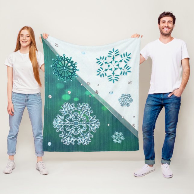 Snowflake Jewelled 3D Fleece Blanket (In Situ)