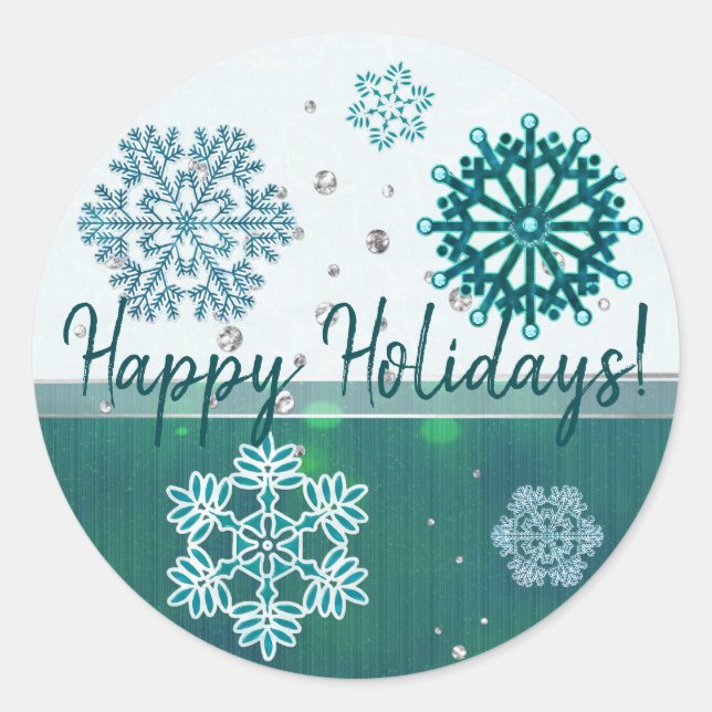 Snowflake Jewelled 3D PERSONALIZED Classic Round Sticker (Front)
