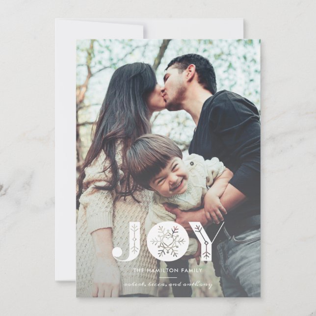 Snowflake Joy Full Bleed Christmas Photo Holiday Card (Front)