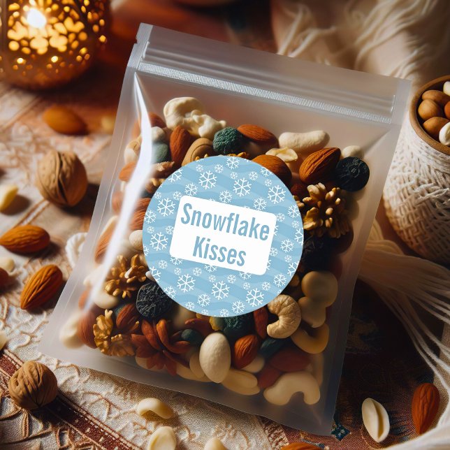 Snowflake kisses blue winter holiday stickers (Snowflake kisses blue winter holiday stickers)