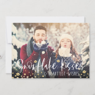 Snowflake Kisses & Heartfelt Wishes   Family Photo Holiday Card