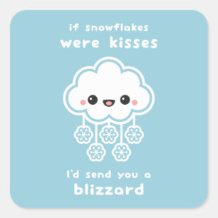 Snowflake Kisses Love Square Sticker