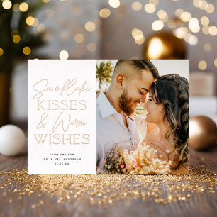 Snowflake Kisses Newlywed Christmas Three 3 Photo