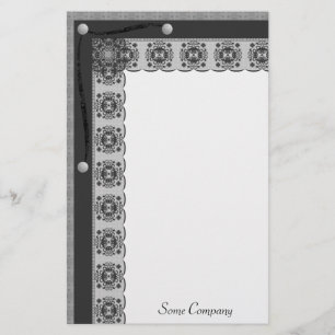 Snowflake Lace And Brads Set (Black And White) Stationery