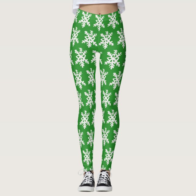 Snowflake Leggings Green (Front)
