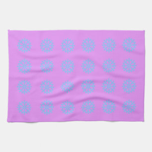 Snowflake Light Blue Winter Festive Pattern Lilac Tea Towel