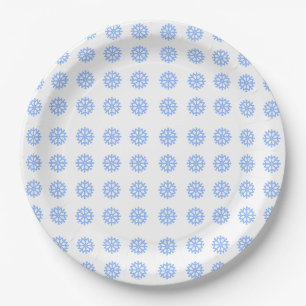 Snowflake Light Blue Winter Pattern Paper Plate