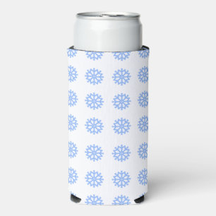 Snowflake Light Blue Winter Pattern Seltzer Can Cooler