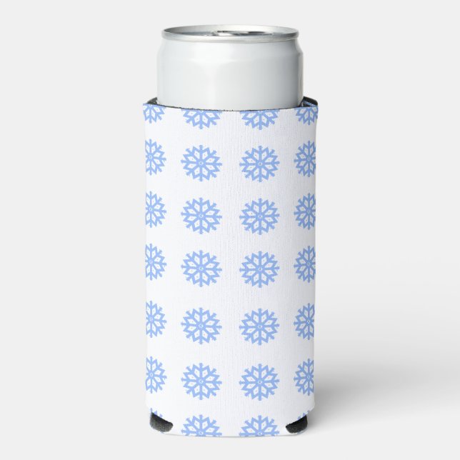  Snowflake Light Blue Winter Pattern    Seltzer Can Cooler (Seltzer Front)