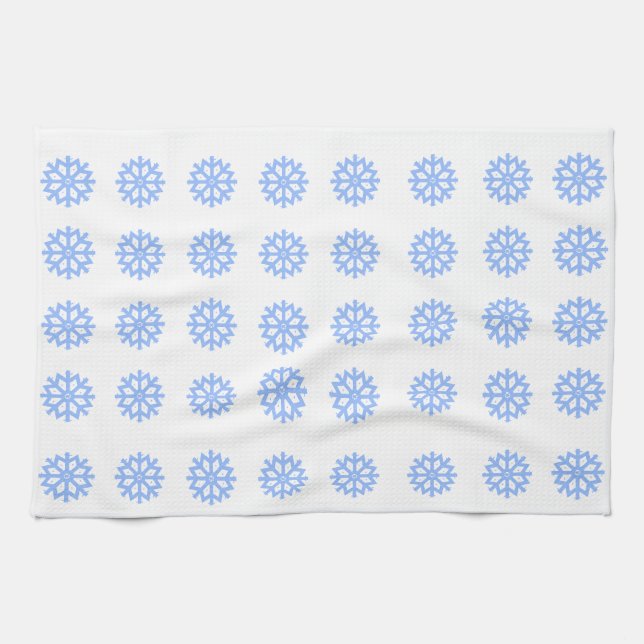  Snowflake Light Blue Winter Pattern   Tea Towel (Horizontal)