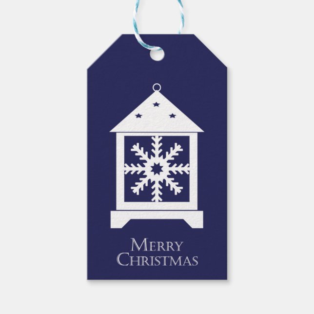 Snowflake Light Gift Tag Blue (Front)