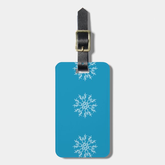 Snowflake Luggage Tag w/ leather strap (Front Vertical)