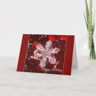 Snowflake Macro Photo Happy Holidays  Card