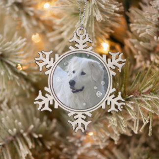 Snowflake Maremma Pewter Christmas Ornament