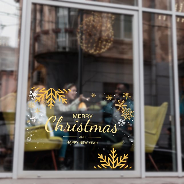 Snowflake Merry Christmas NewYear Business Holiday (Snowflake Merry Christmas NewYear Business Holiday Window Cling)