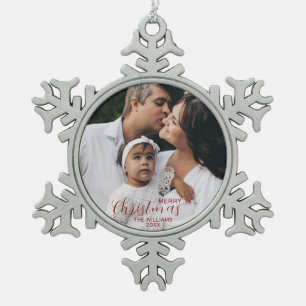 Snowflake Merry Christmas Ornament Family Photo